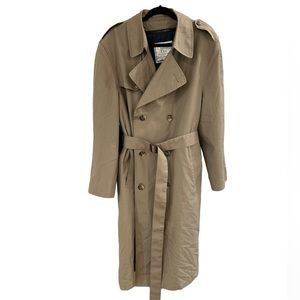 Vintage Christian Dior Taupe Double Breasted Belted Trench Coat Size 42R